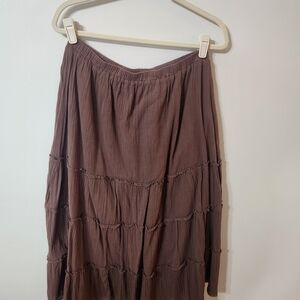 Chic Brown Tiered A-Line Skirt ~ By Denim & Co. Size L.